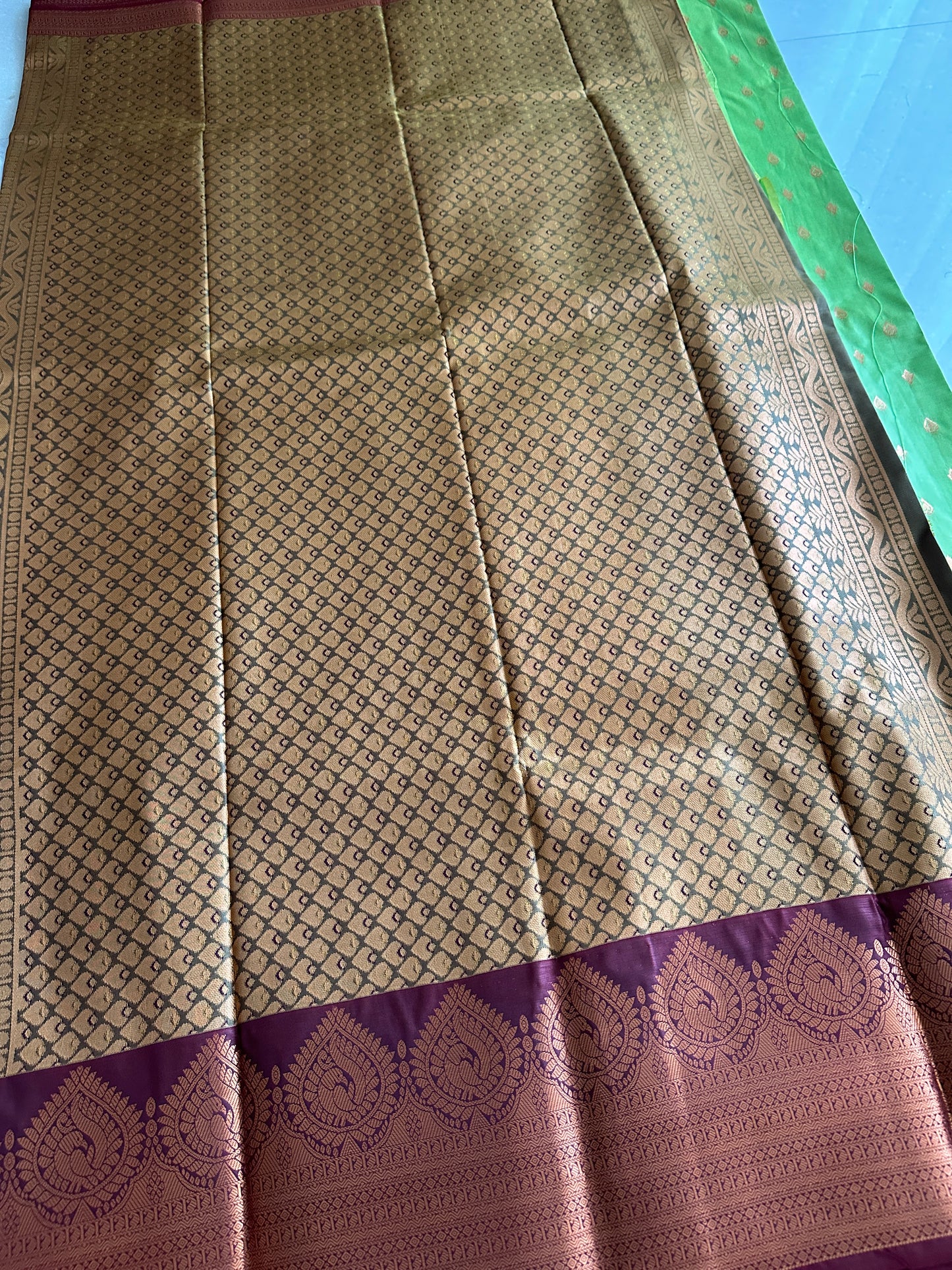 Parrot Green 1000 Butta soft silk saree