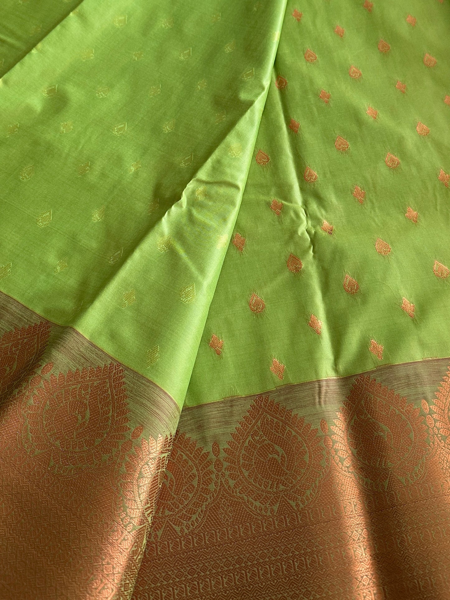 Parrot Green 1000 Butta soft silk saree