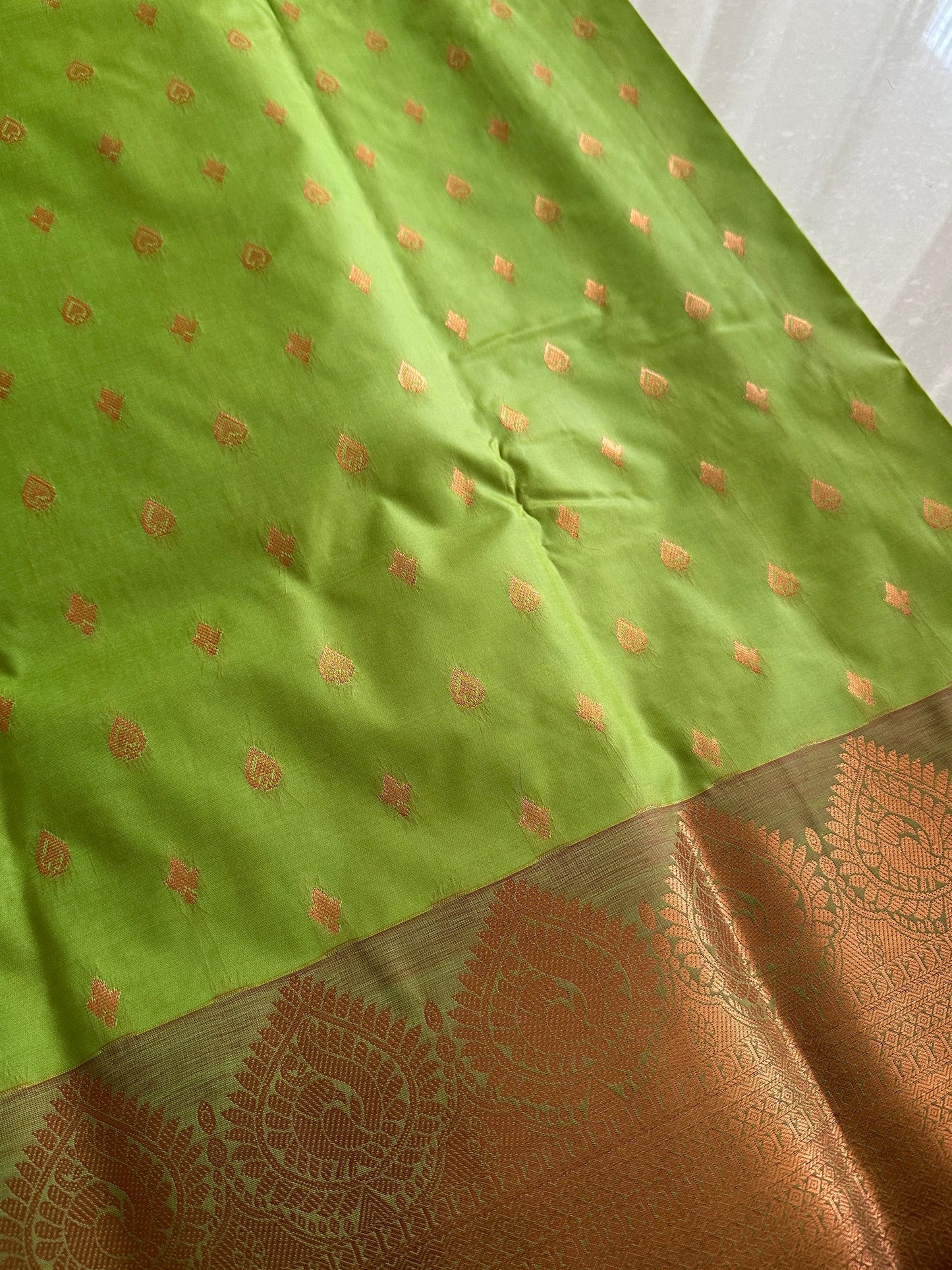 Parrot Green 1000 Butta soft silk saree