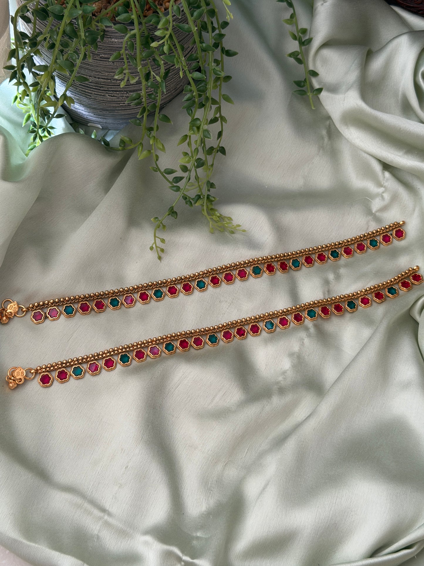 Flower Kempu Anklets