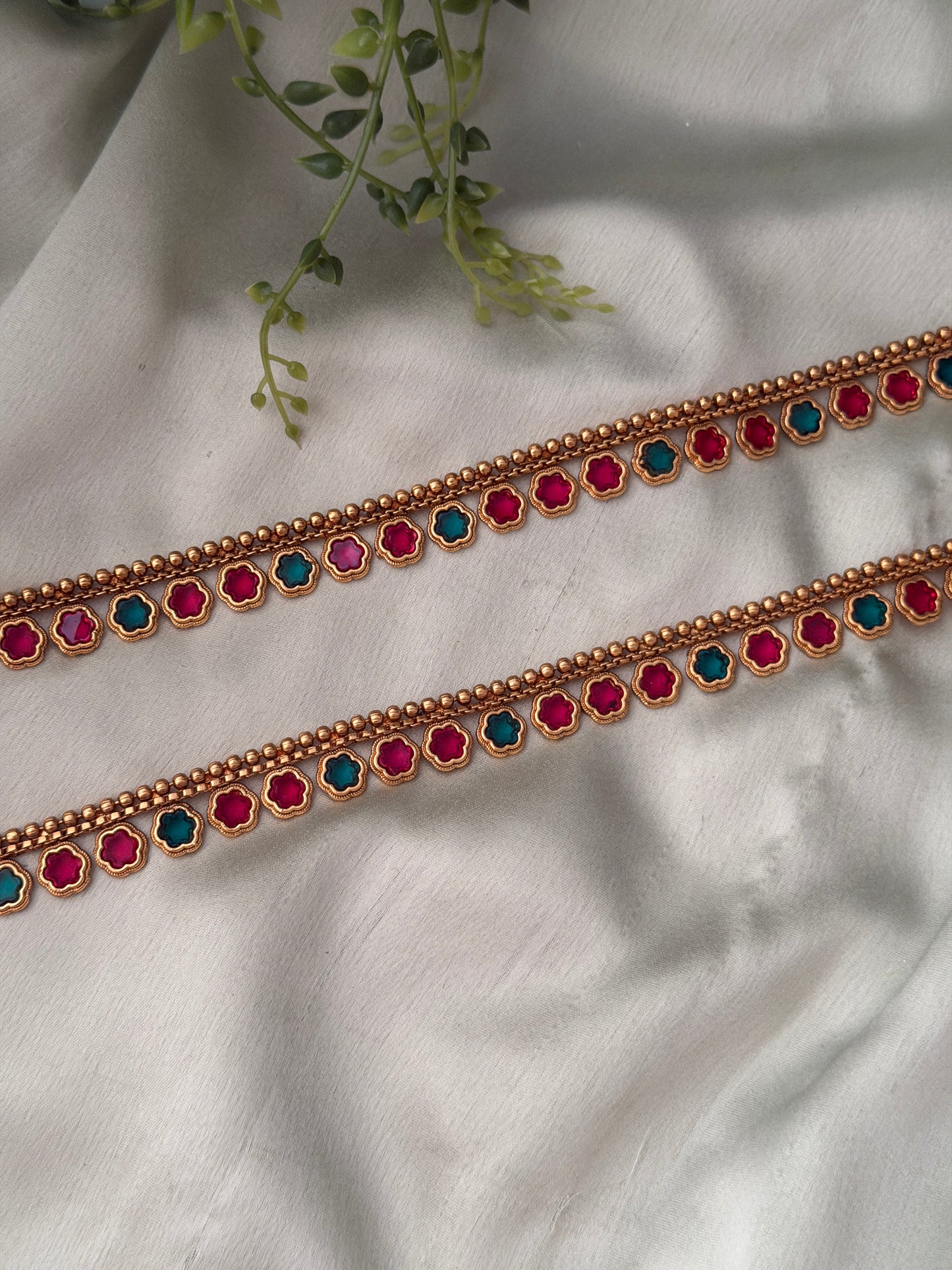 Flower Kempu Anklets