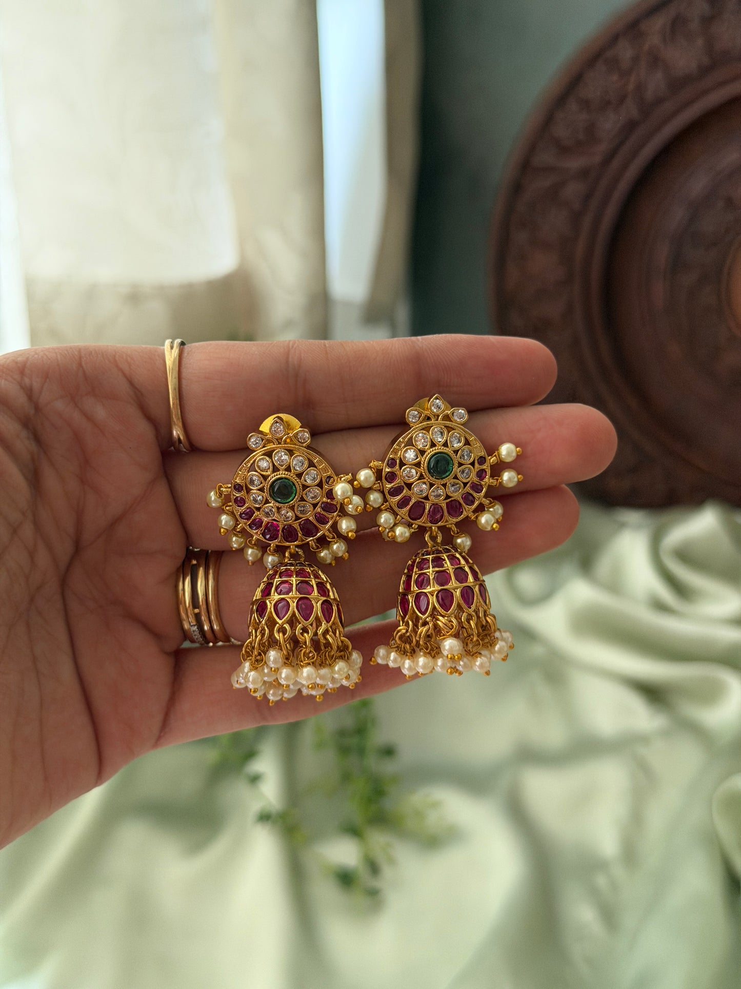 Kempu Shalaja Jhumkas