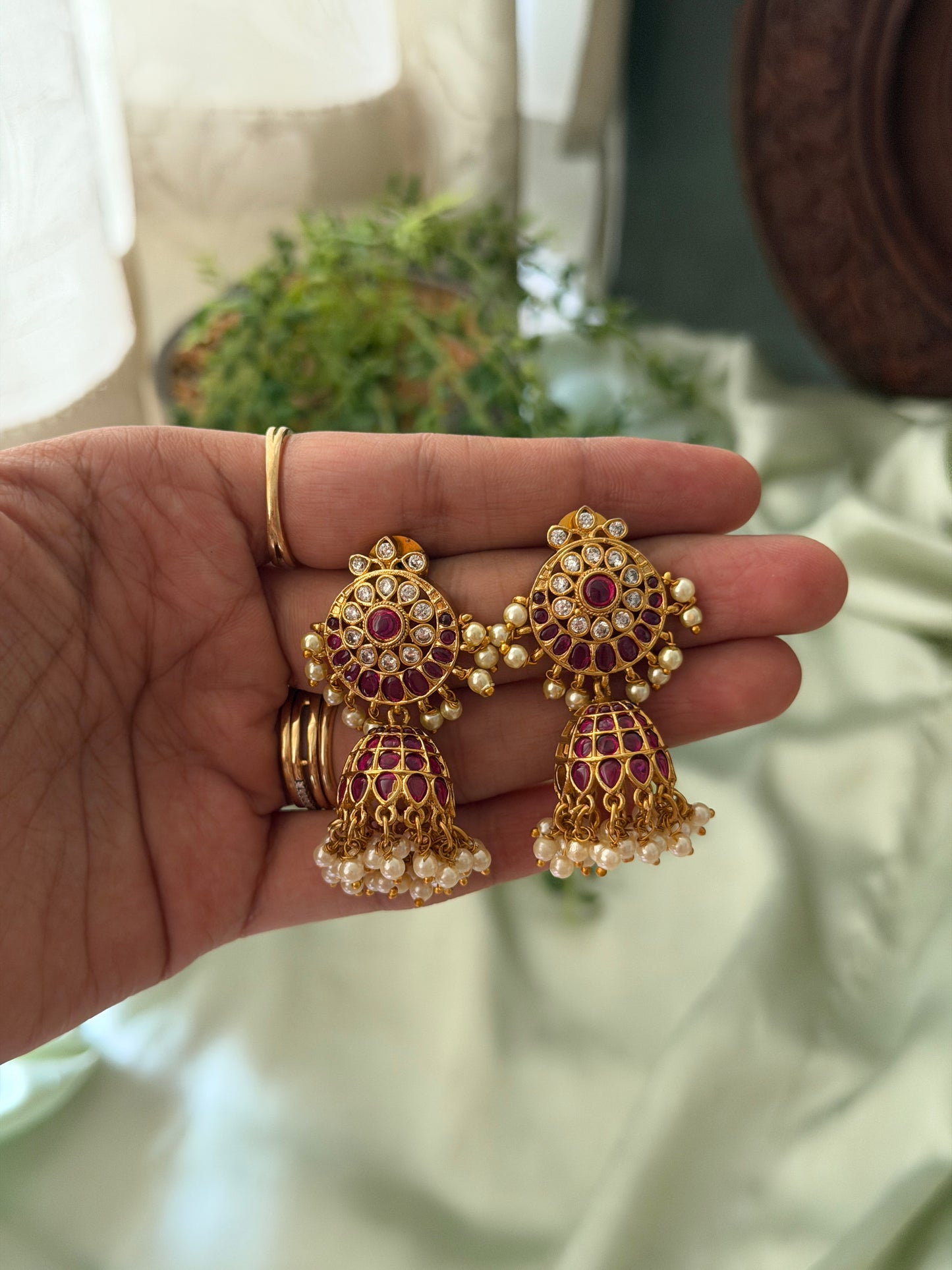 Kempu Shalaja Jhumkas