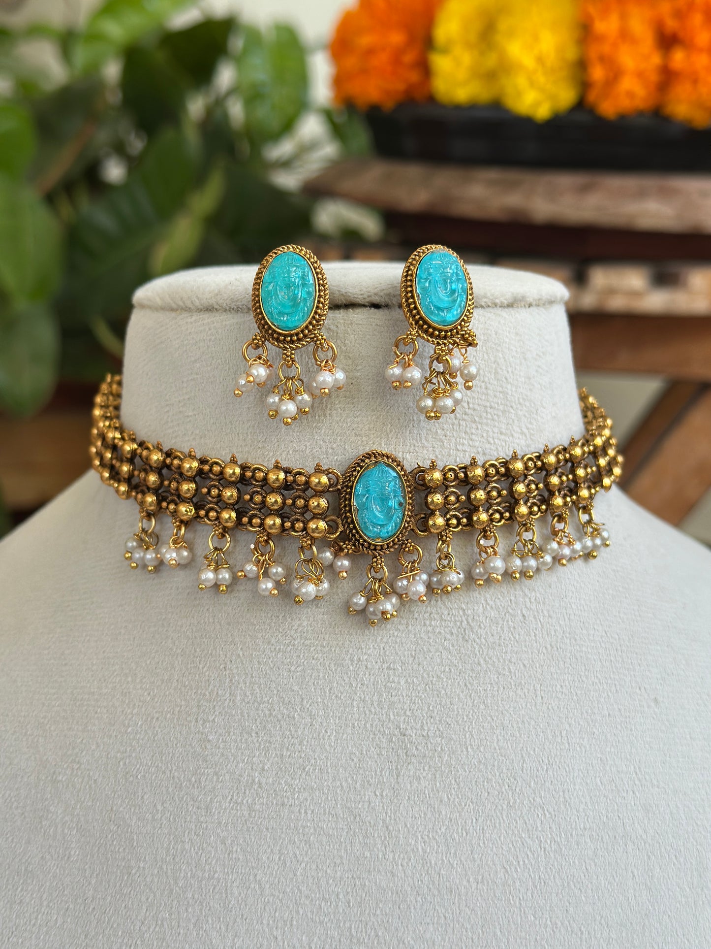 Ganesha Marble Choker