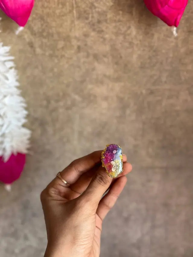 Rainbow Druzy Ring