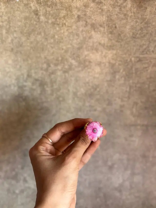 Lotus Pink Druzy Ring