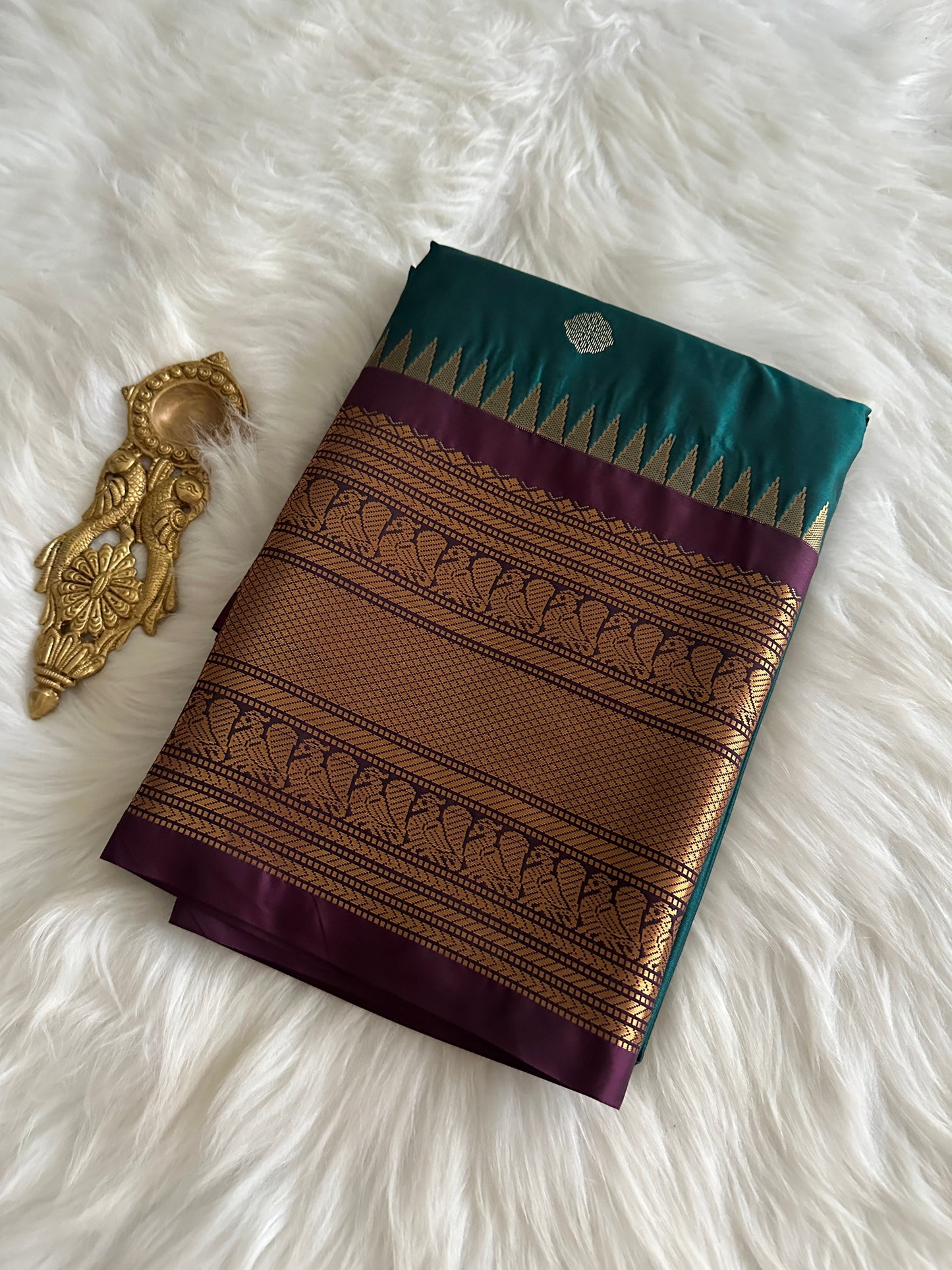 Ocean Blue Semi Kanchivaram Pattu