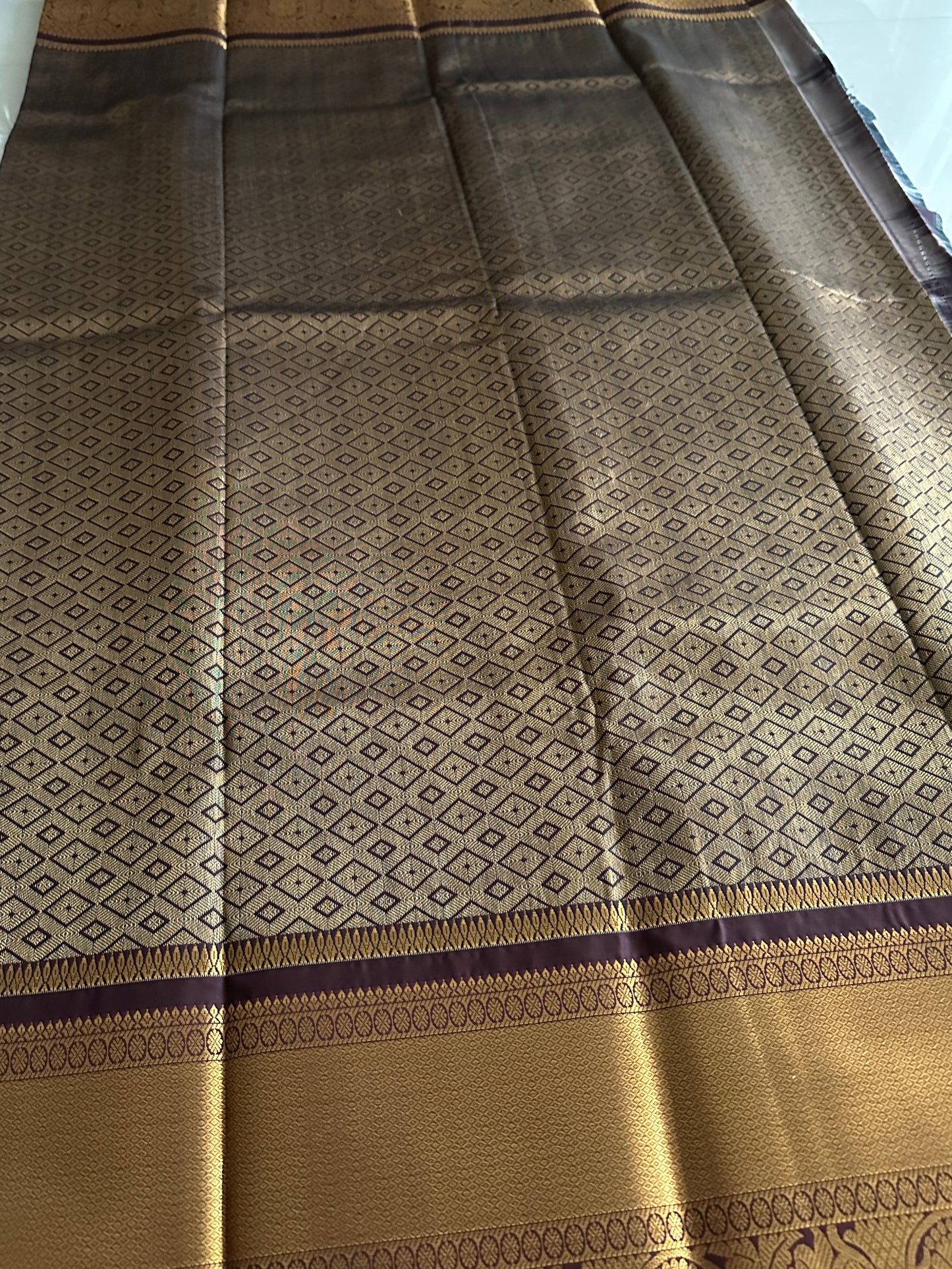 Ashy Brown Semi Kanchivaram Pattu