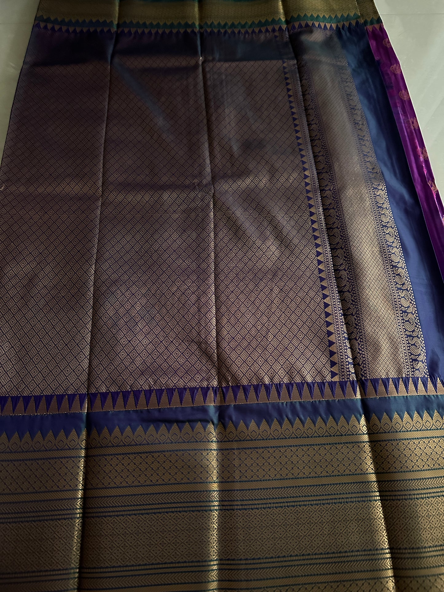 Cadbury Purple Semi Kanchivaram pattu