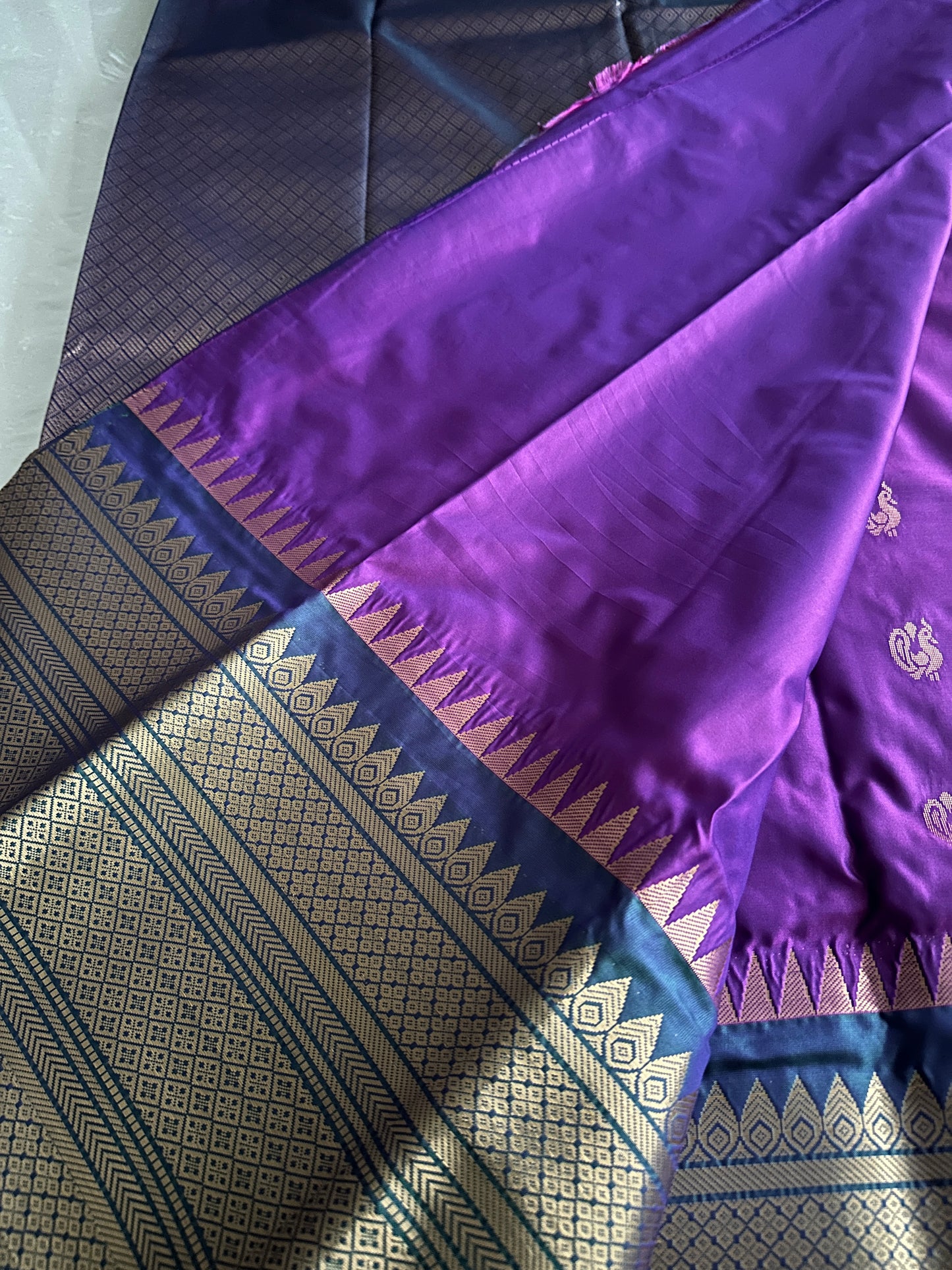 Cadbury Purple Semi Kanchivaram pattu
