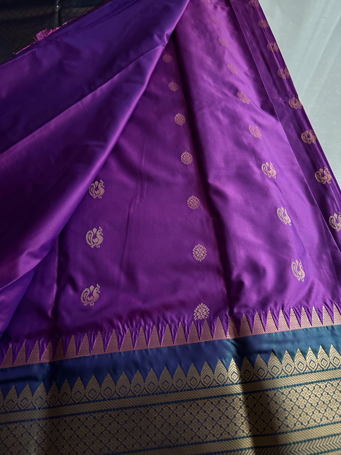 Cadbury Purple Semi Kanchivaram pattu
