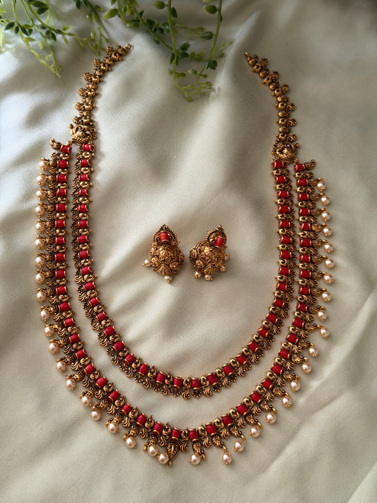 Garima Coral Dual Layer Haaram