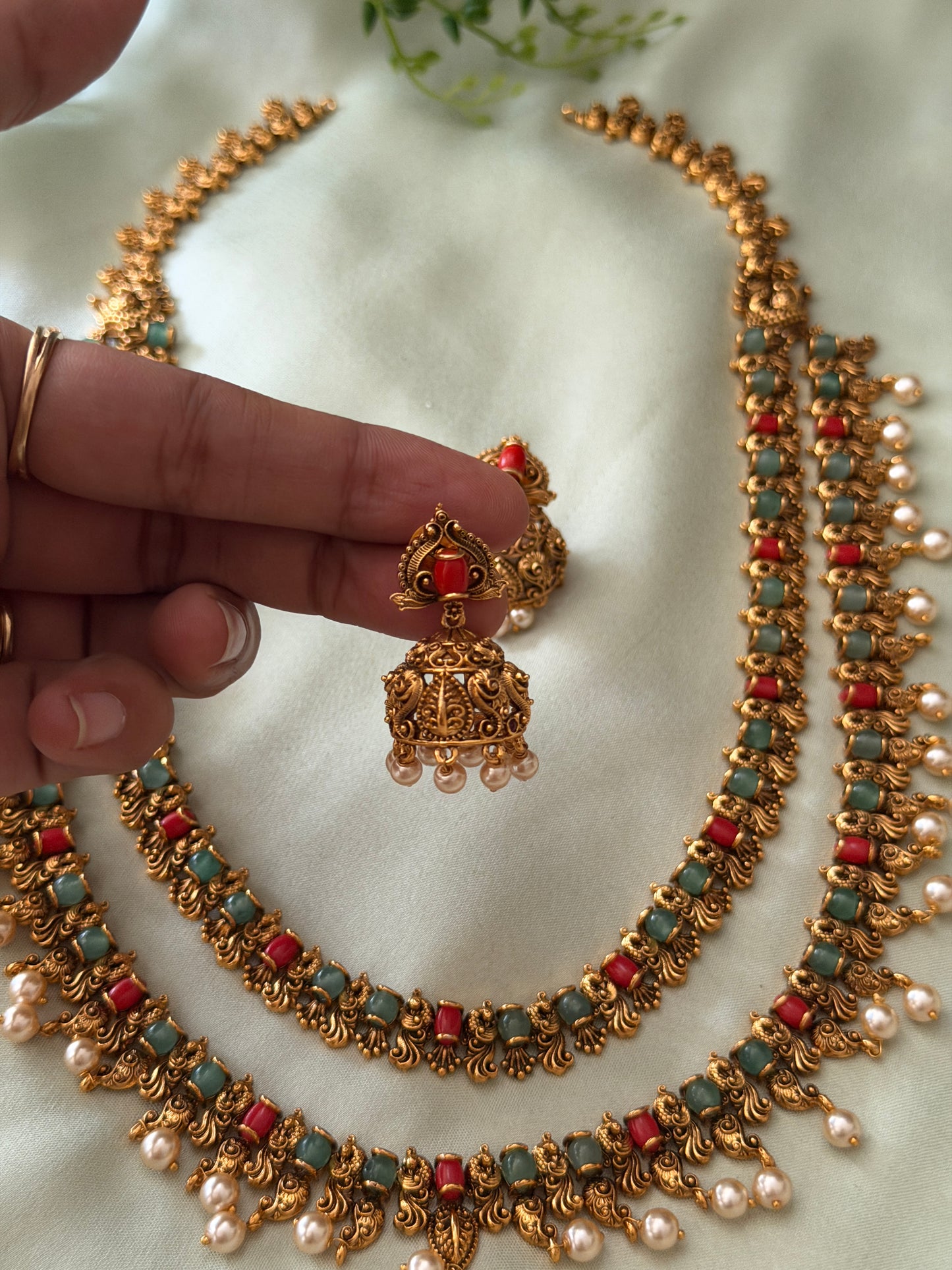Garima Coral Dual Layer Haaram