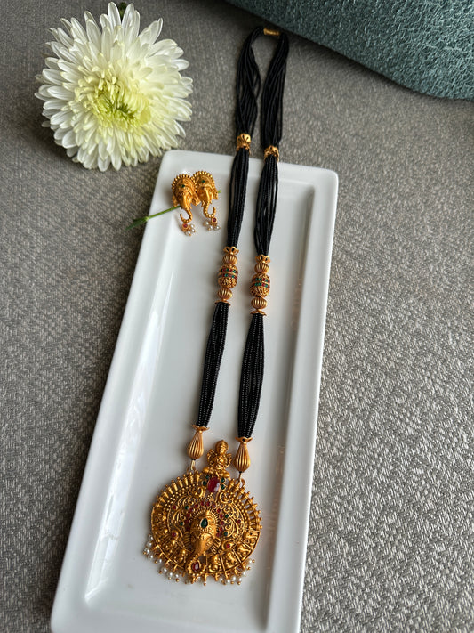 Ganesha Pendant Black Beaded Haaram