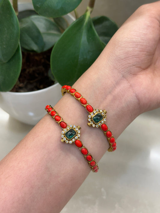 Emerald Stone coral Bangles