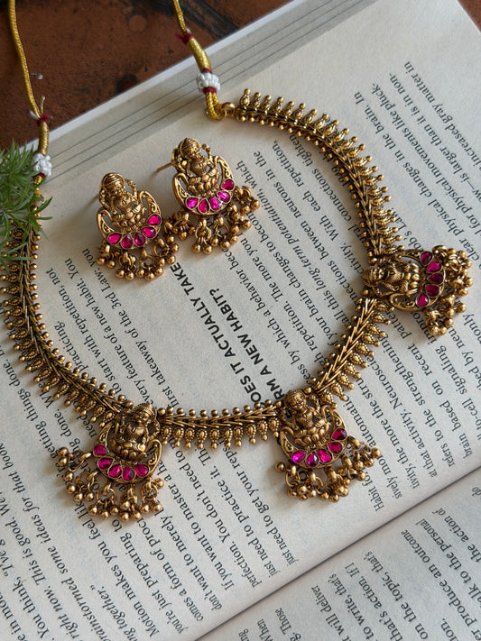 Triple Pendant Antique Necklace