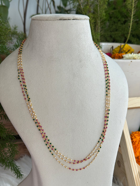 Tiny Beaded 3 Layer Chain