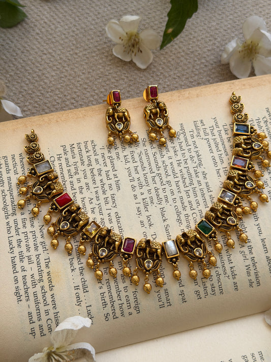 Tusker Square Stone Necklace
