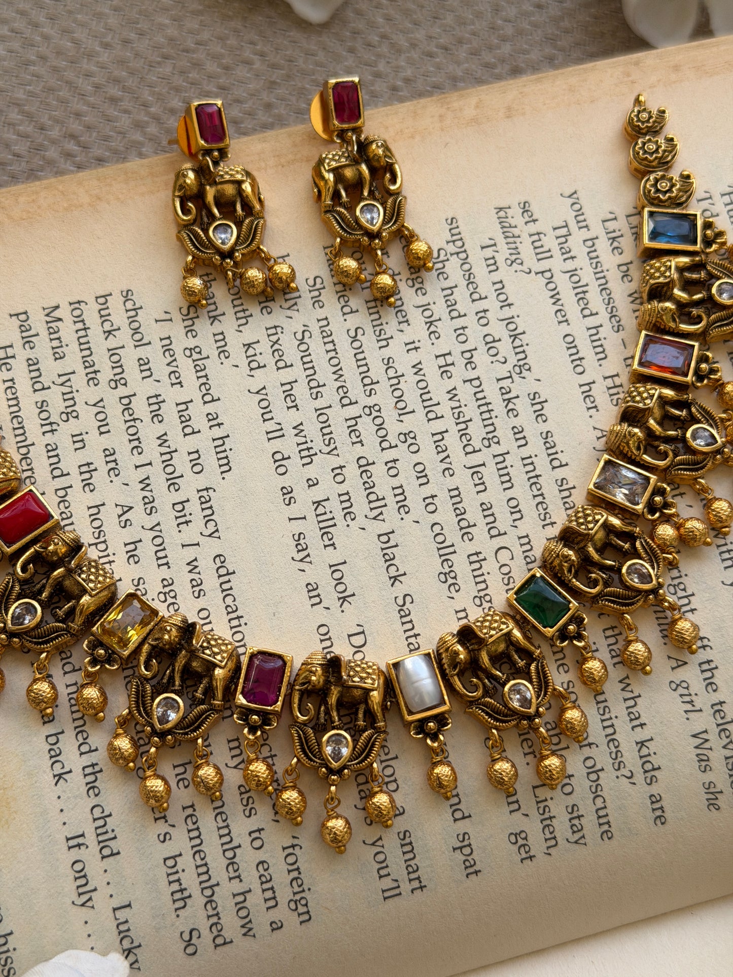 Tusker Square Stone Necklace
