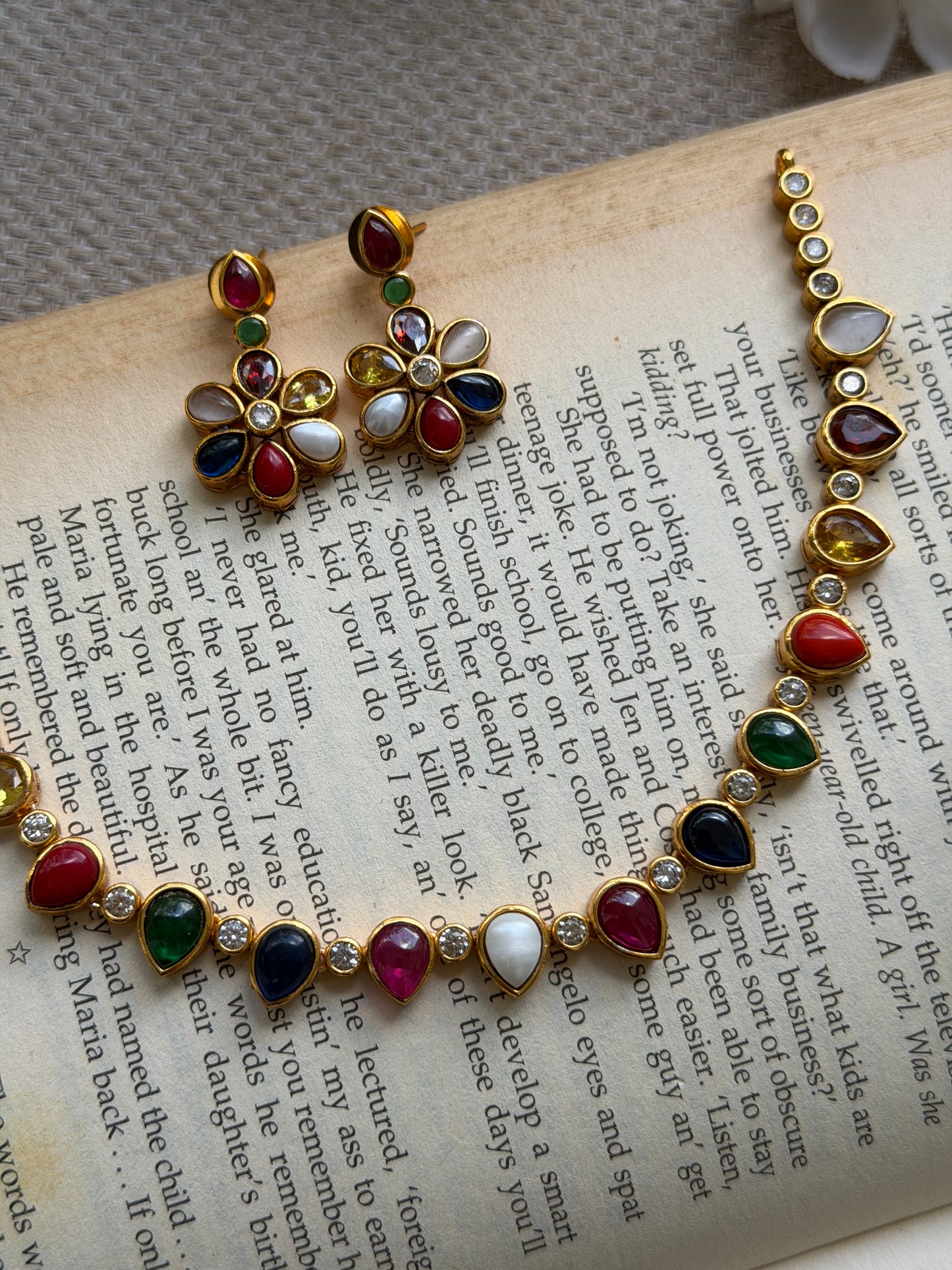 Tear Drop Premium Kempu Necklace