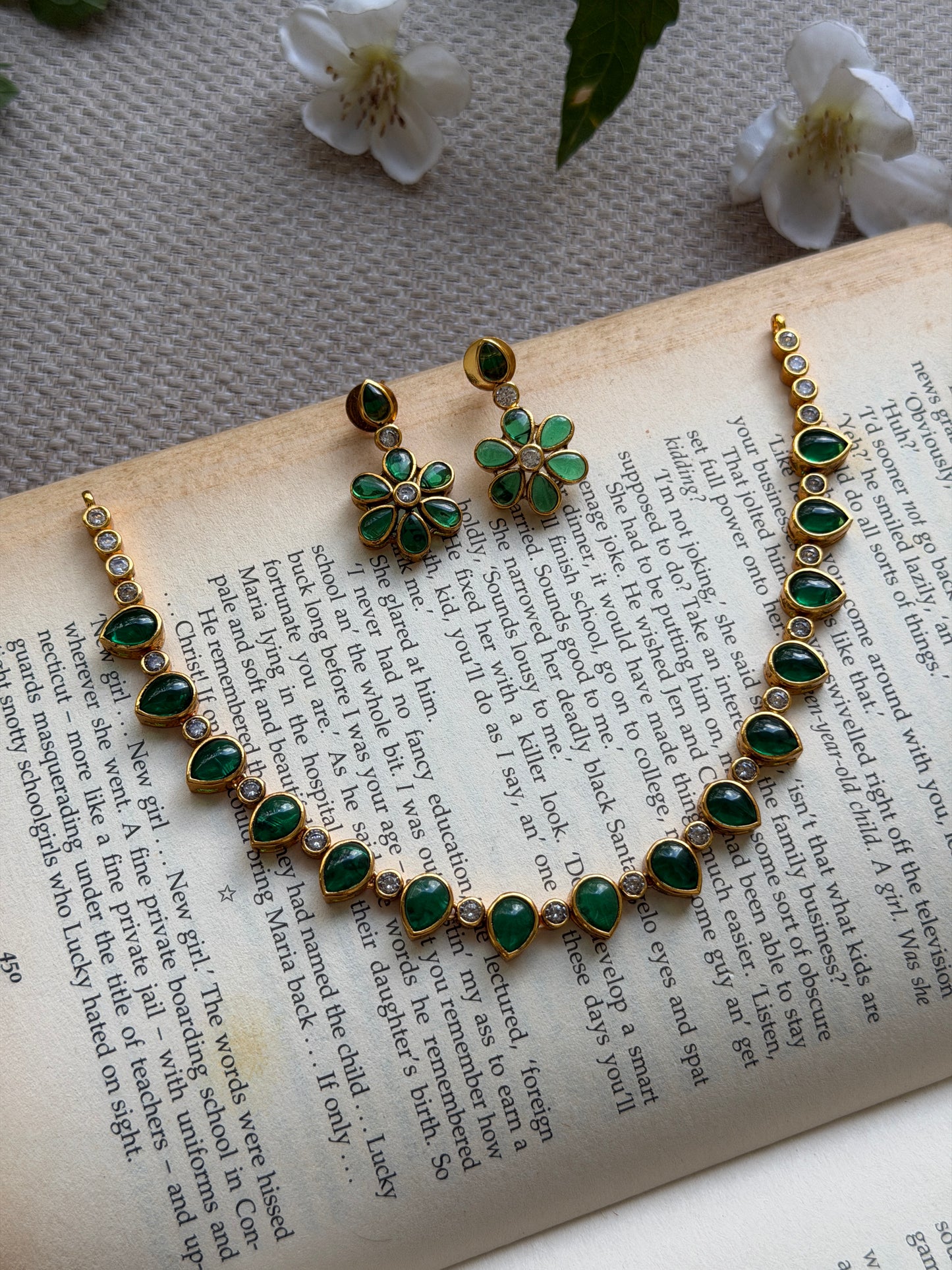 Tear Drop Premium Kempu Necklace