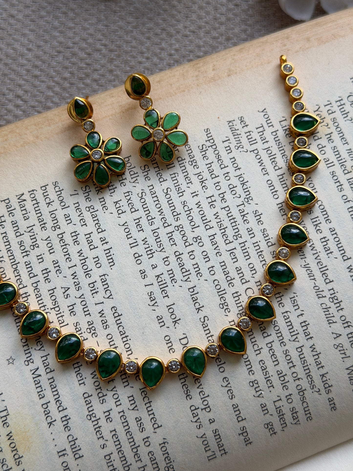 Tear Drop Premium Kempu Necklace