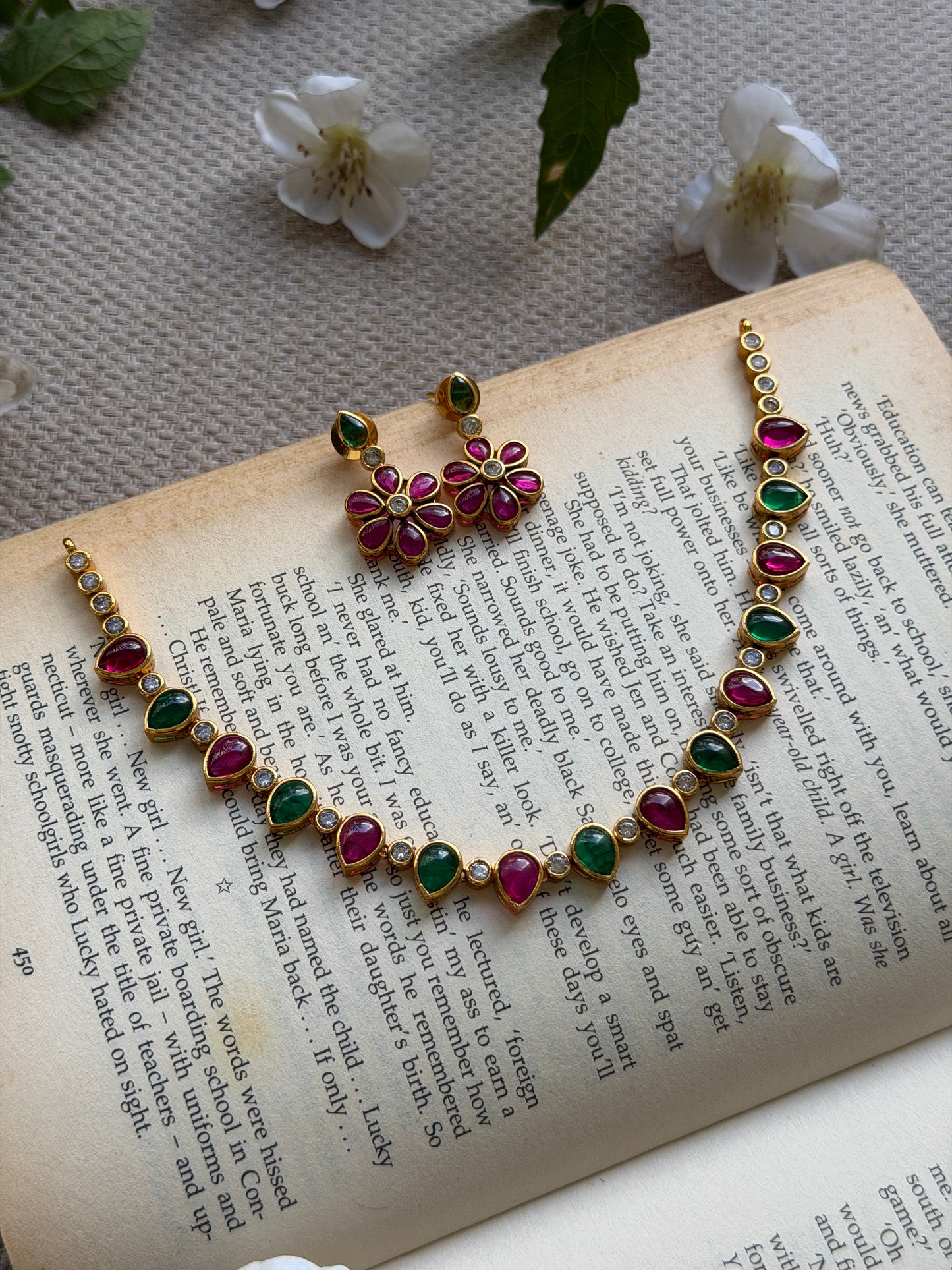 Tear Drop Premium Kempu Necklace