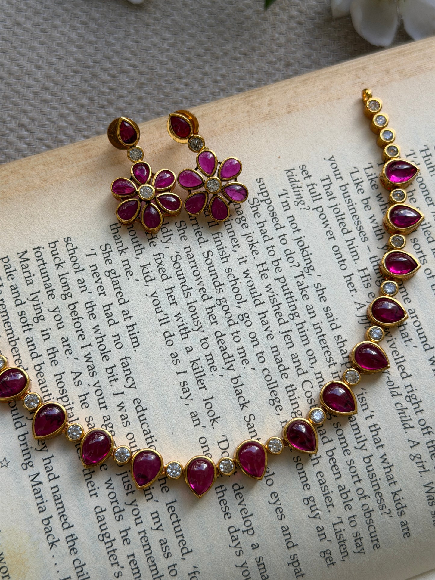 Tear Drop Premium Kempu Necklace