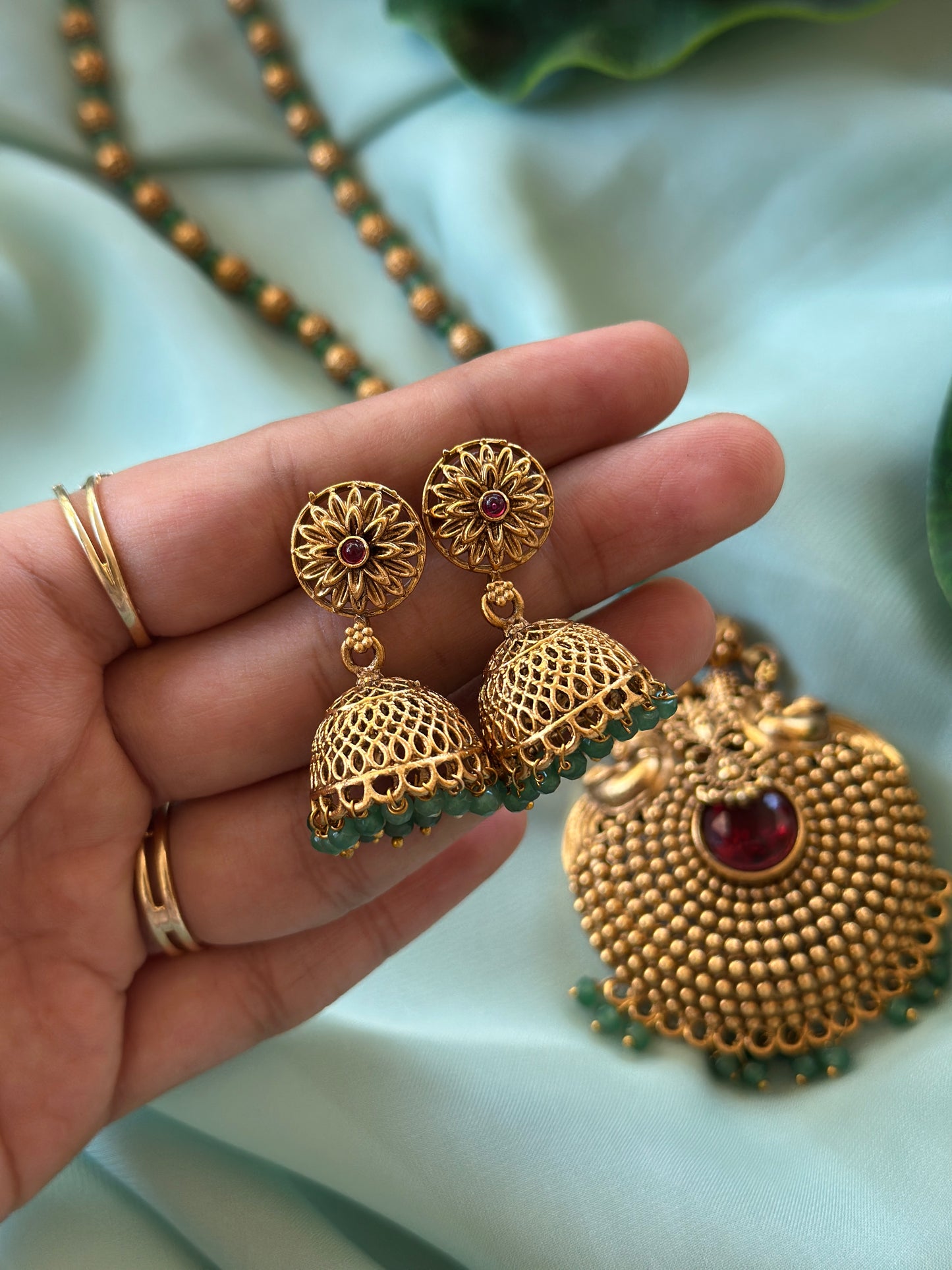 Priti Ruby Stone Pastel Chain Set
