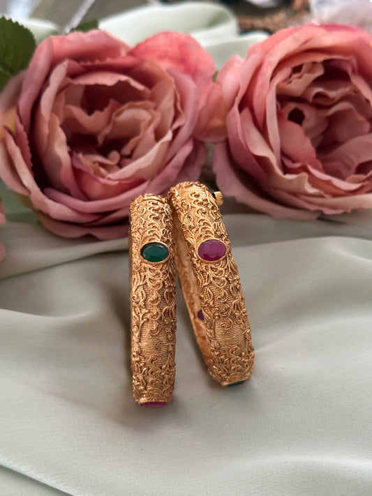 Thick matte Bangles with stones 2.6