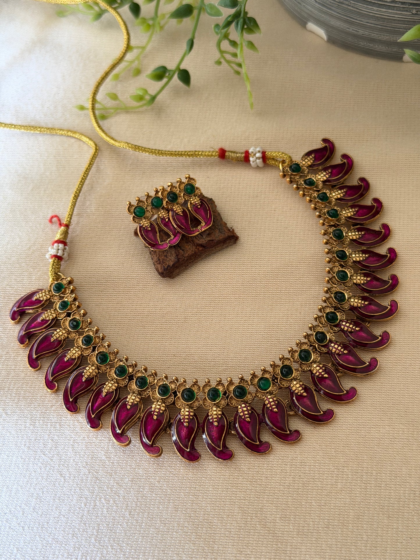 Maanga Enamel Palakka Necklace