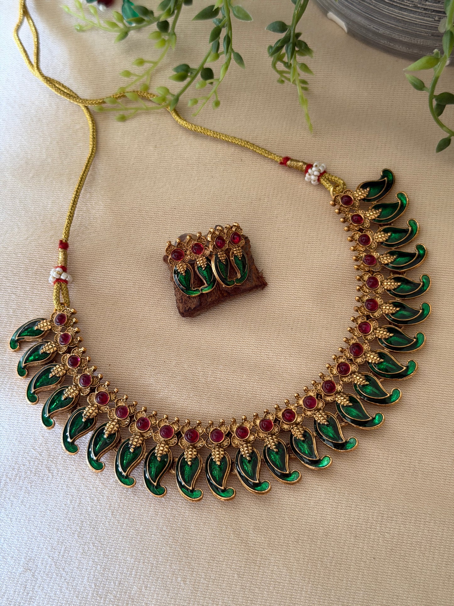 Maanga Enamel Palakka Necklace
