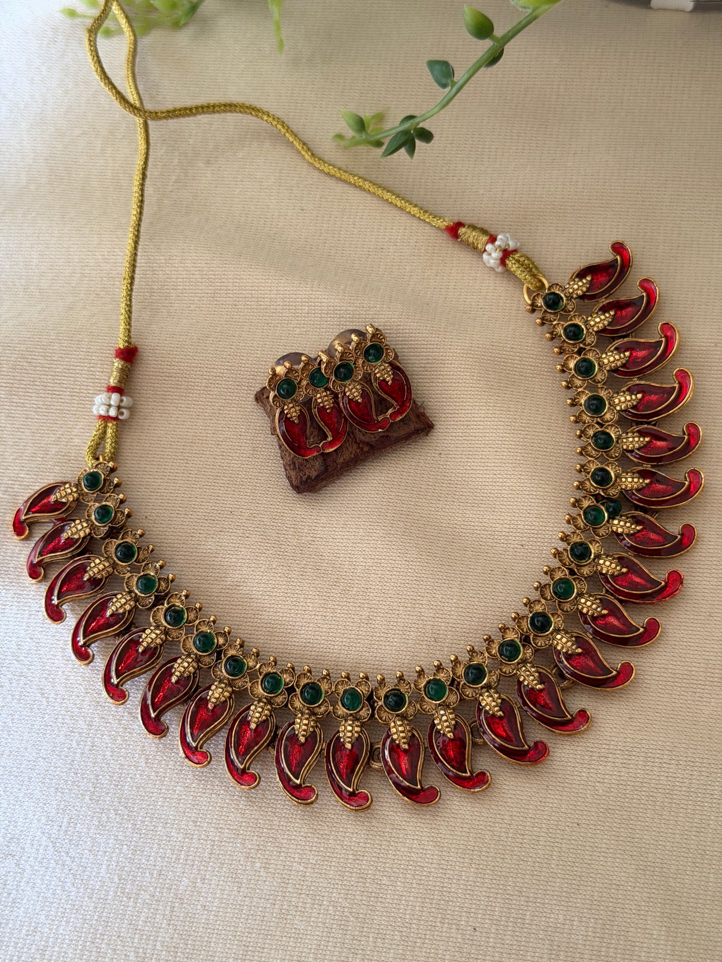 Maanga Enamel Palakka Necklace