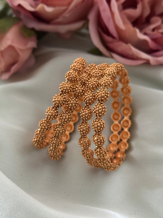 Small gold ball Matte Bangles (Set of 4) 2.6
