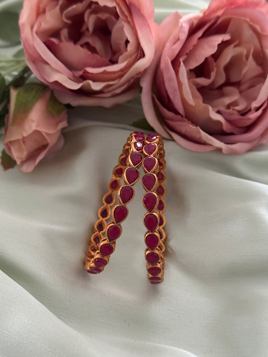 Ruby Tear Drop Premium Bangles 2.6