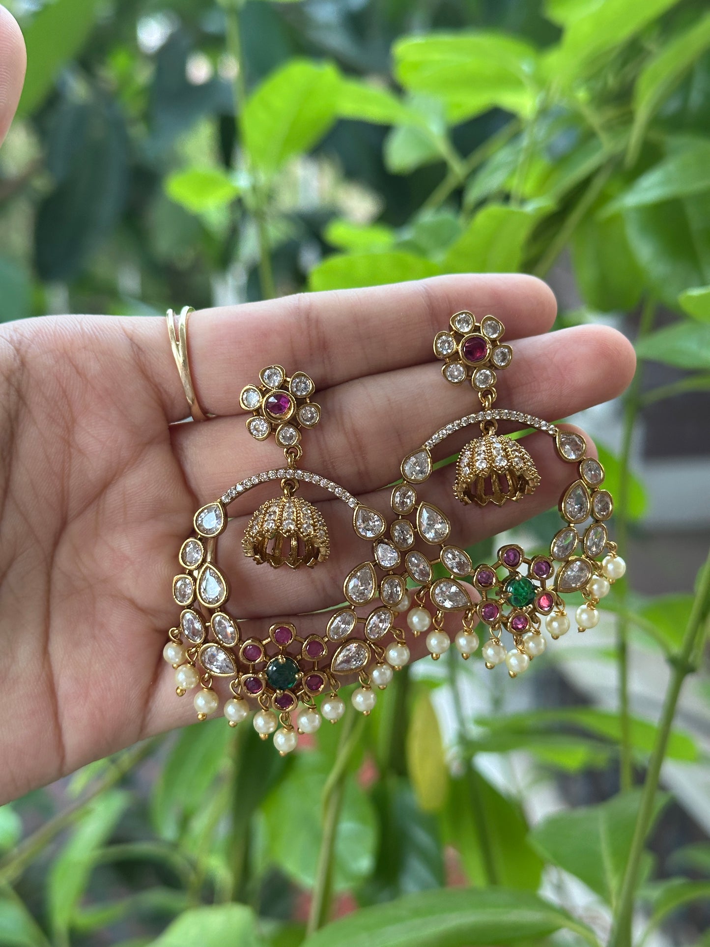 Kundan chandabali bell drops