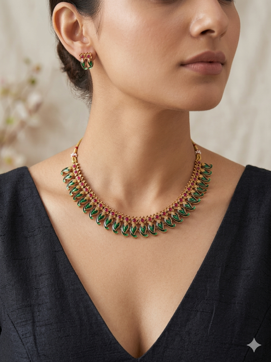 Maanga Enamel Palakka Necklace