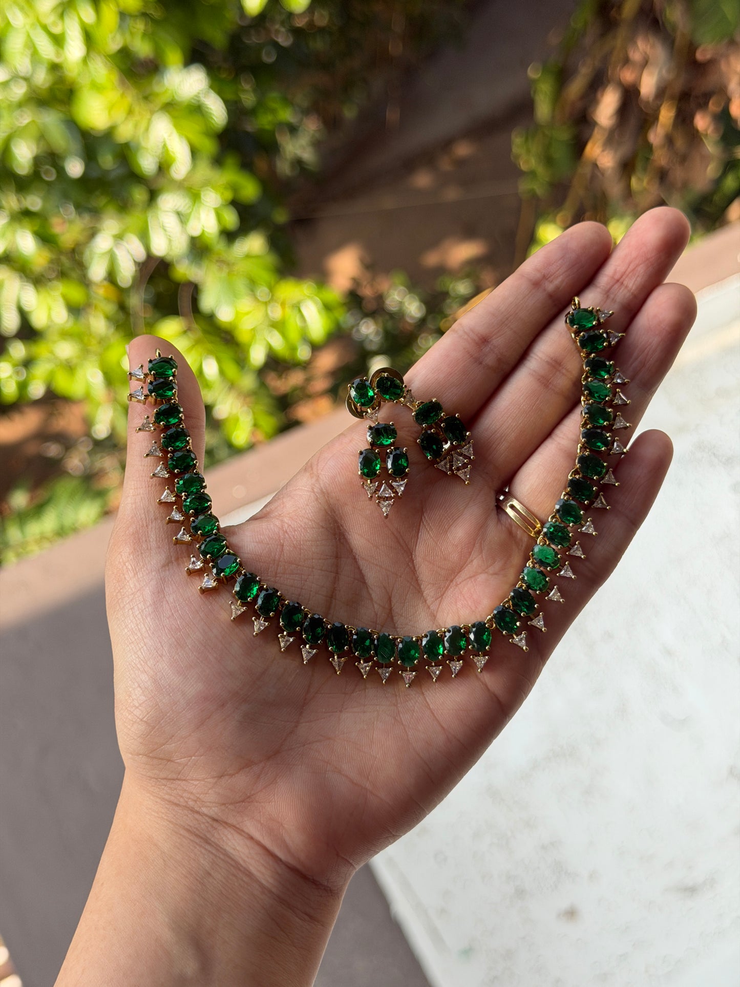Oval Thorn AD Necklace