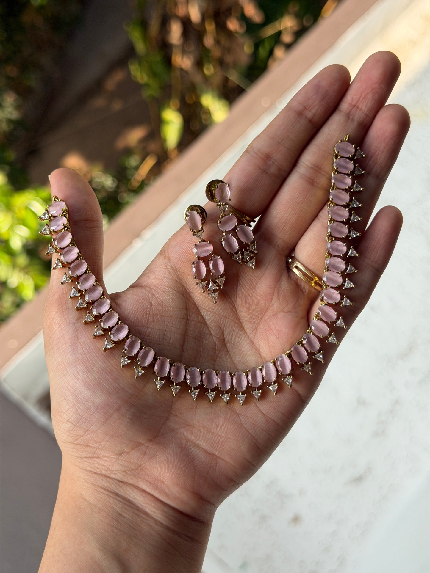 Oval Thorn AD Necklace