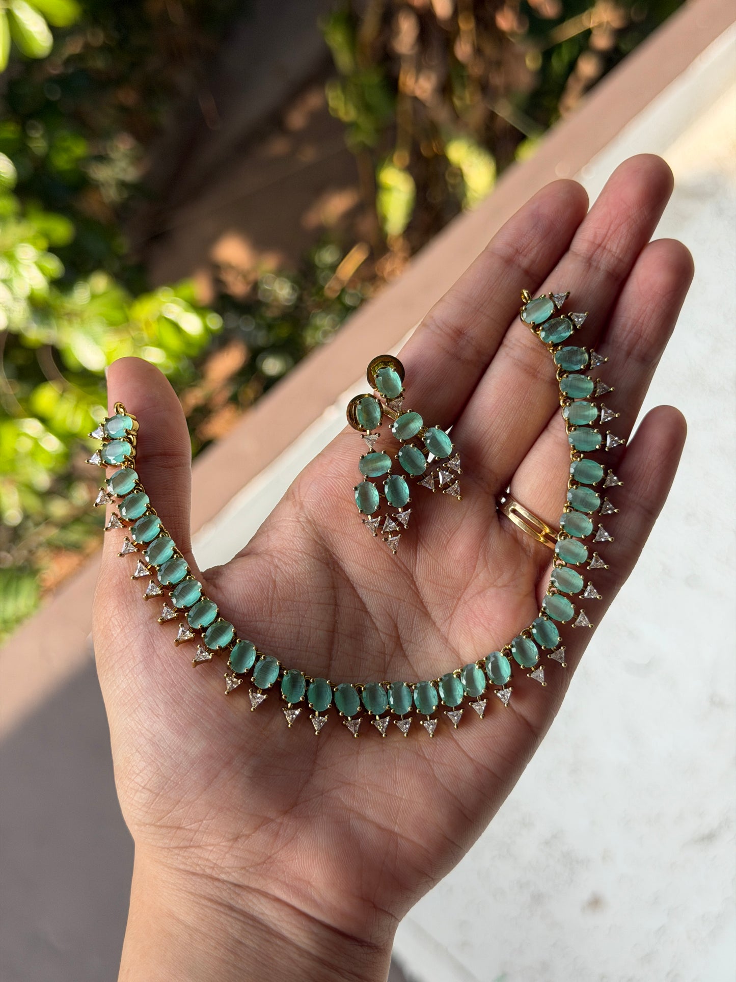 Oval Thorn AD Necklace