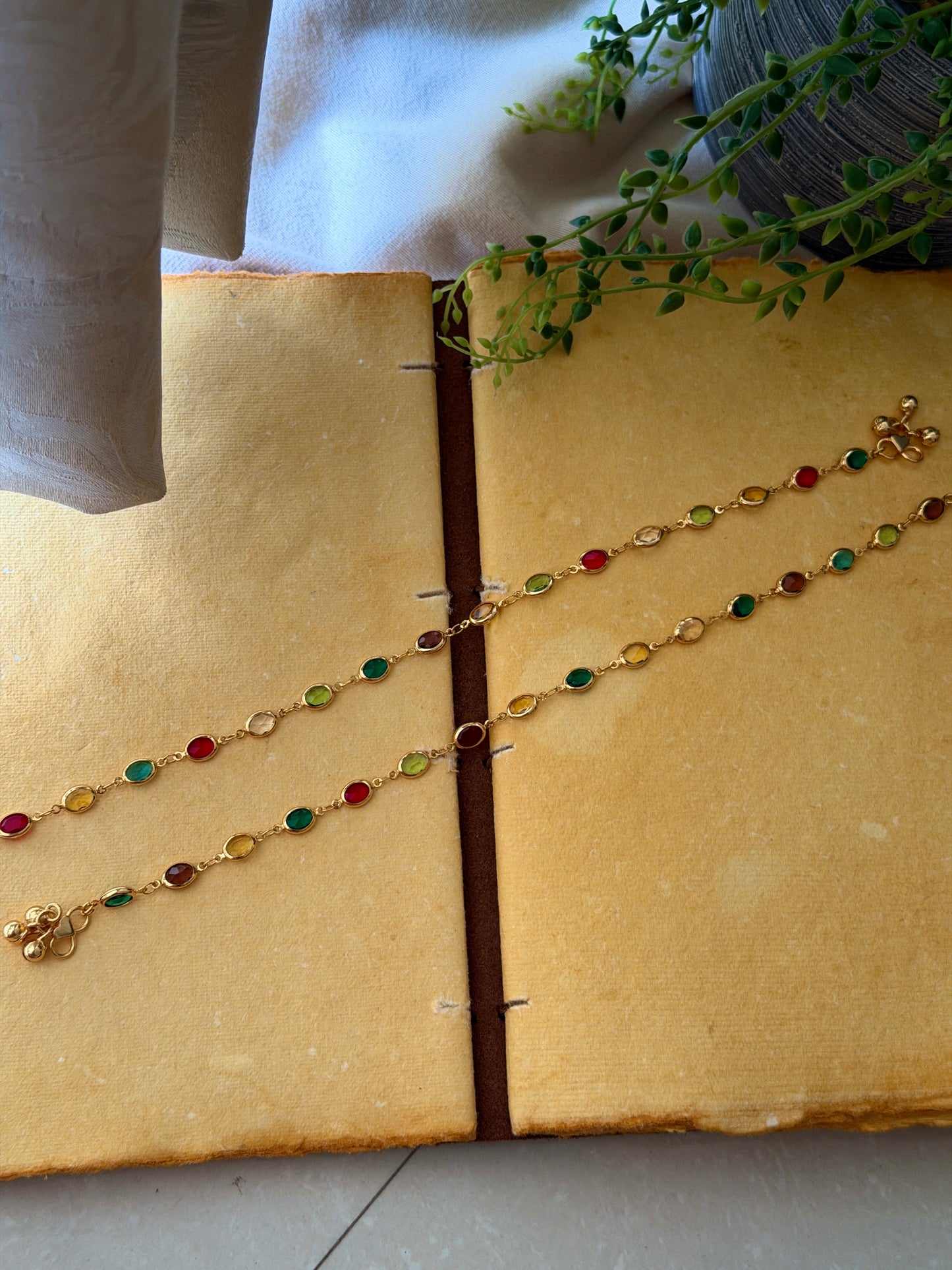 Navaratna Stone Anklets