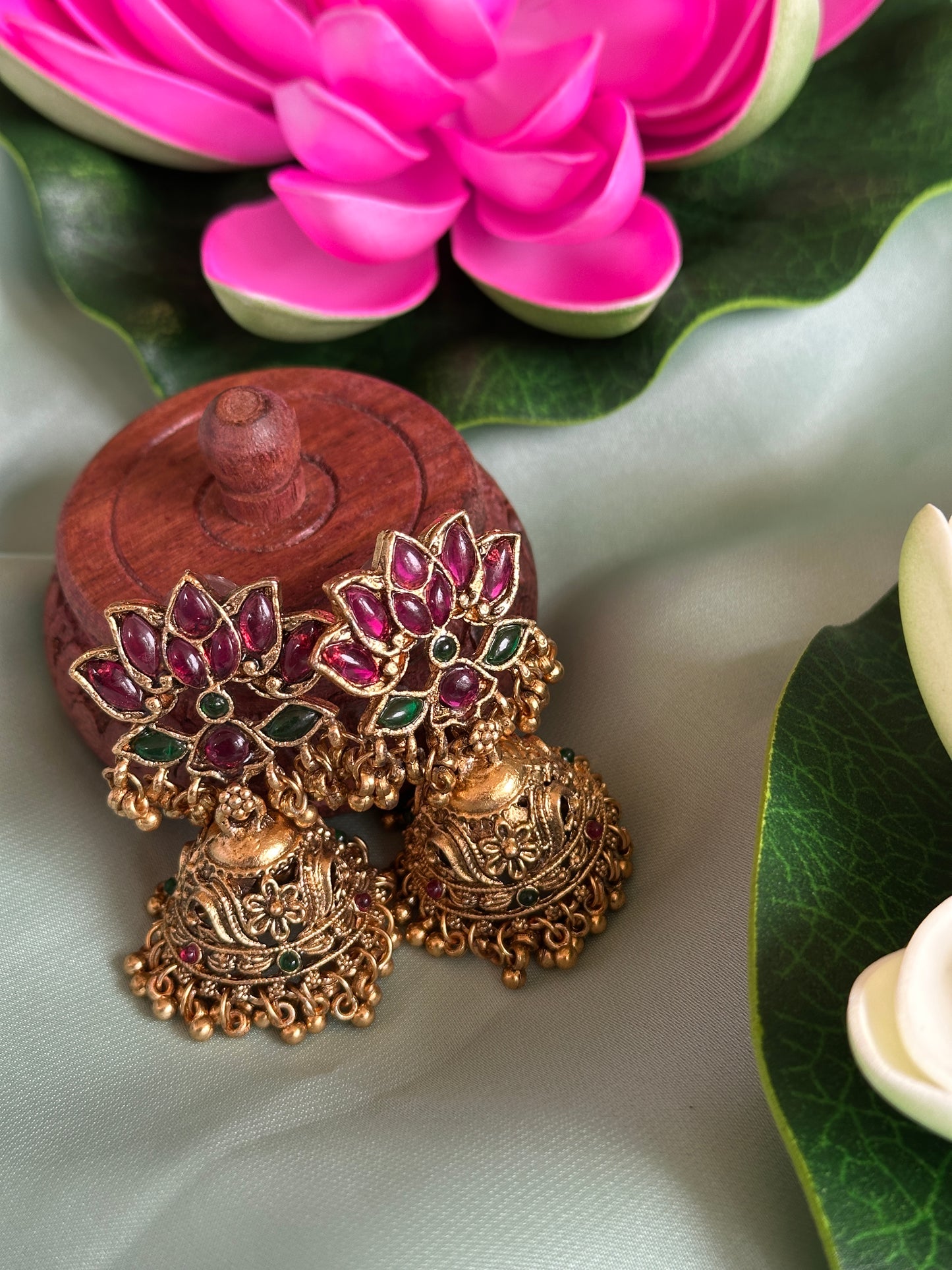 Antique Lotus Jhumkas