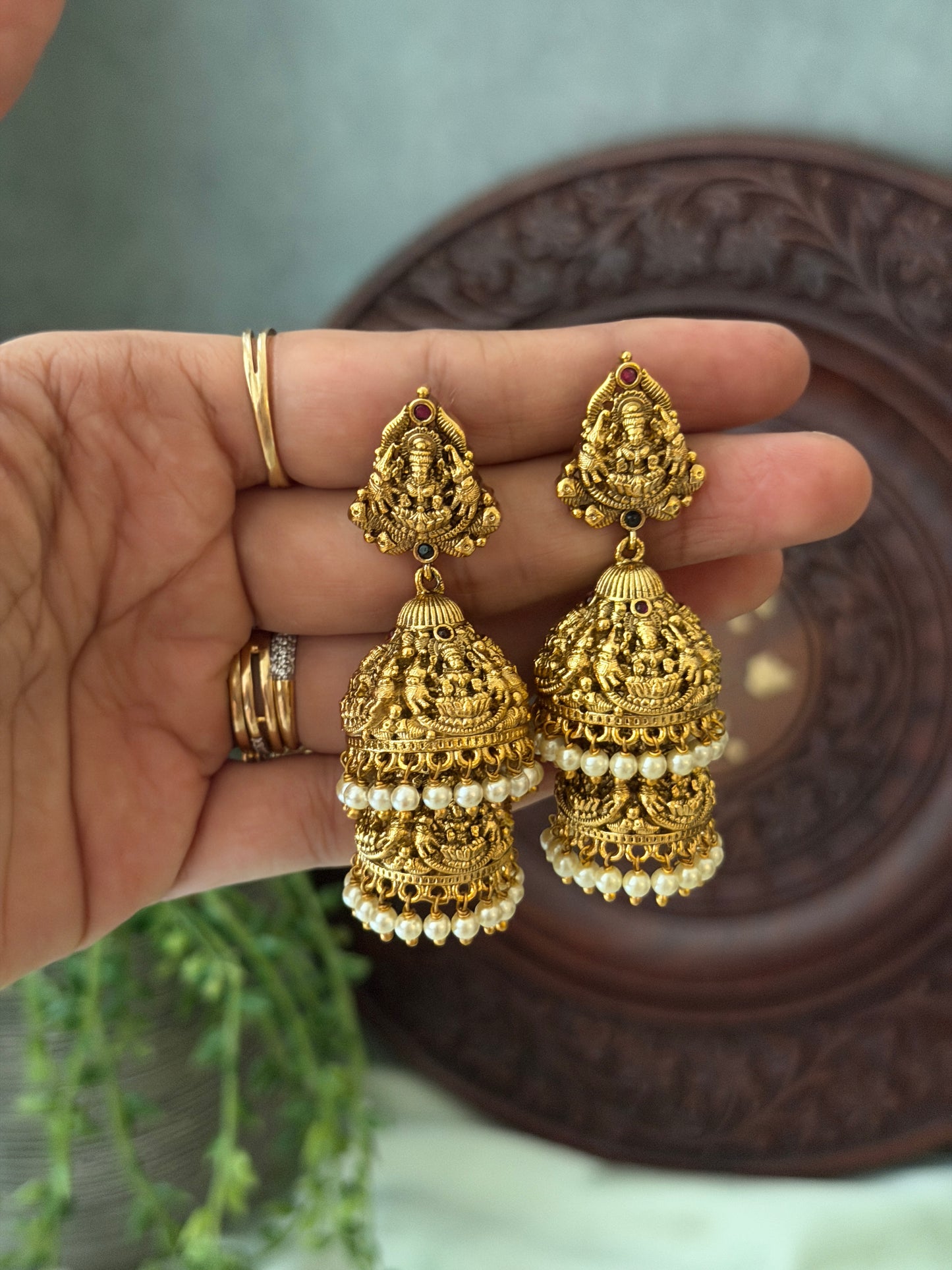 Preshika Dual Layer Jhumkas