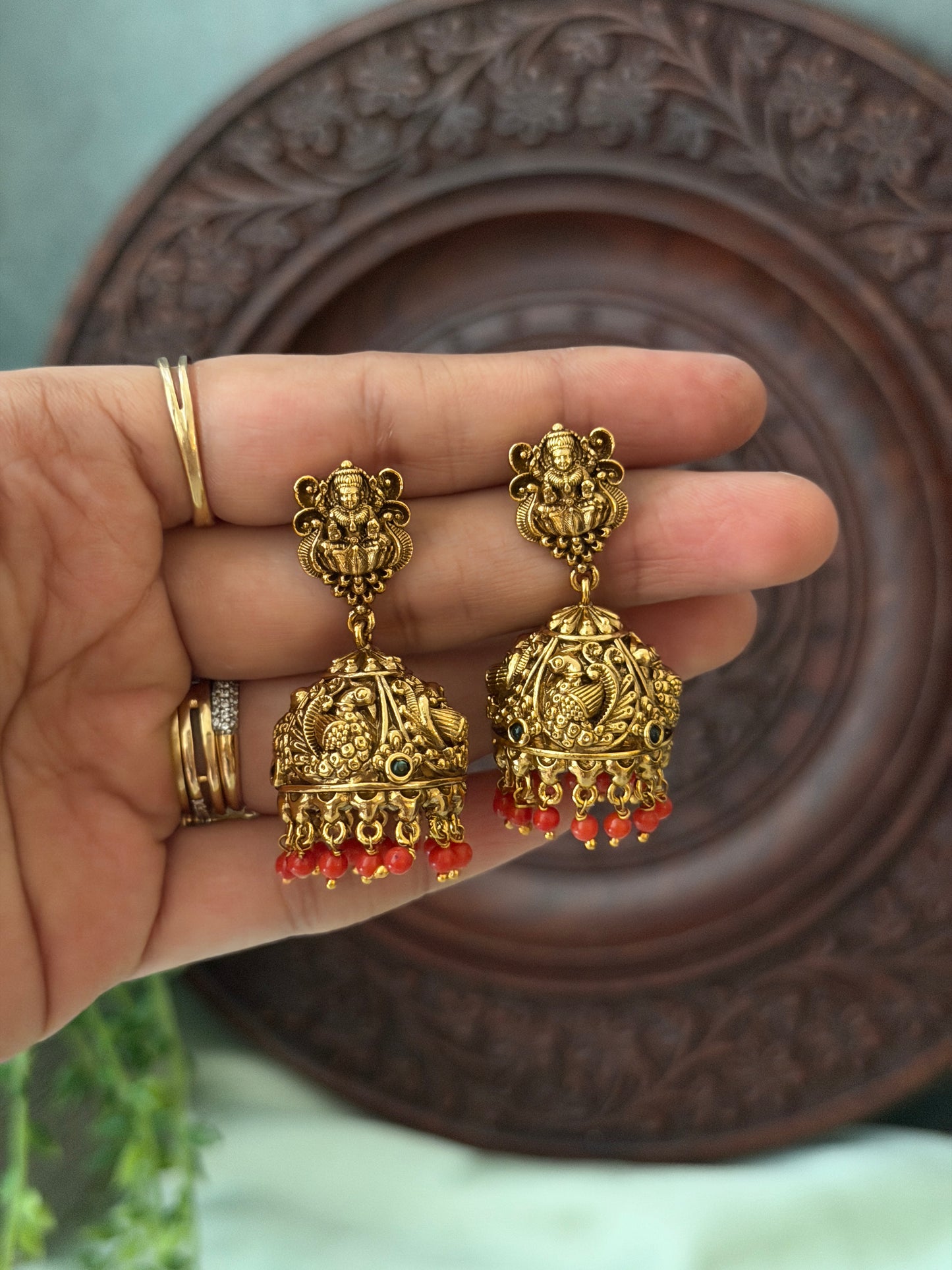 Renjitha Coral Drop Jhumkas