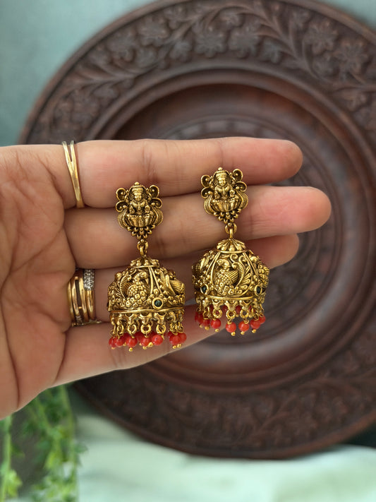 Renjitha Coral Drop Jhumkas