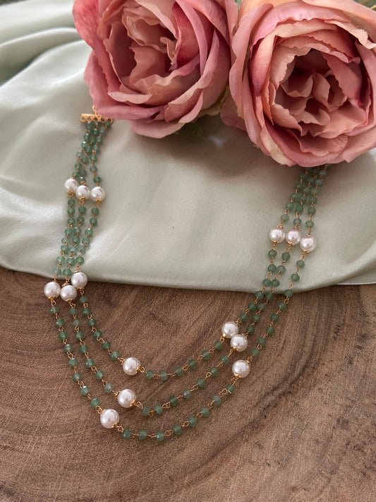 Pastel Green x Pearl Fusion Layered Chain