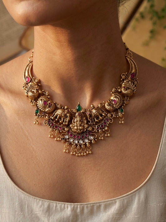One Gram Gold Plated Hasli Necklace