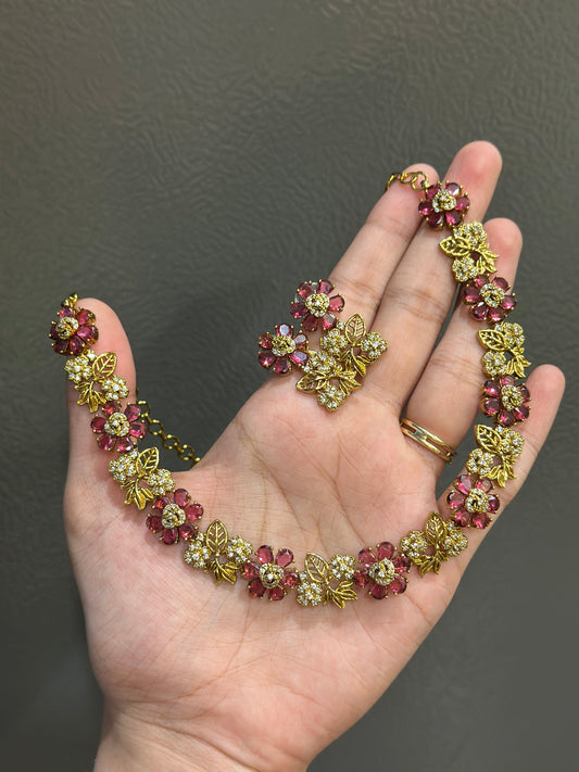 Liyaara Floral AD Necklace