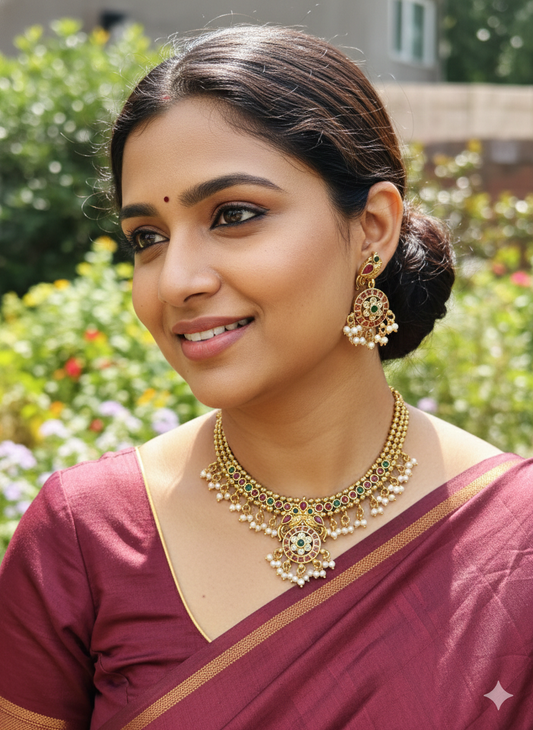 Simple Kempu Guttapusalu Choker