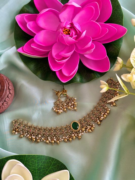 Khushal gold beads choker